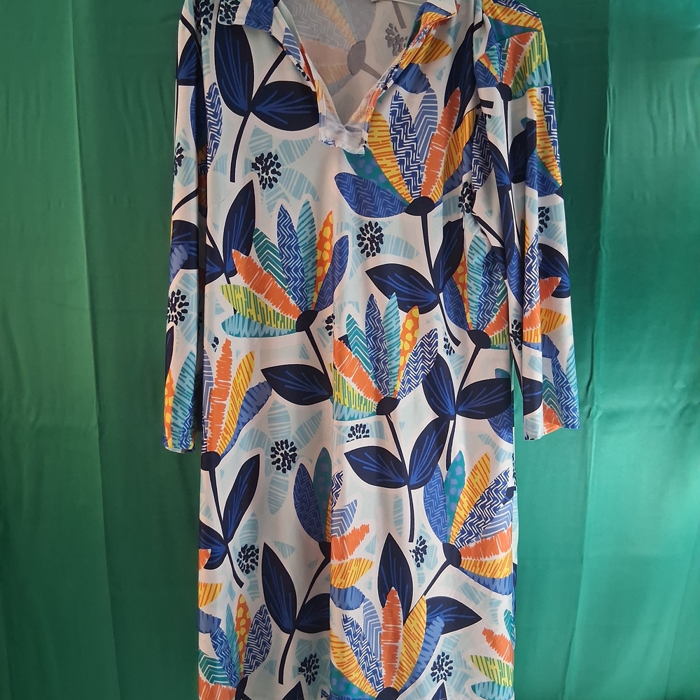 Buckhead Betties Womens Dress Size XXL White, Orange and Blue